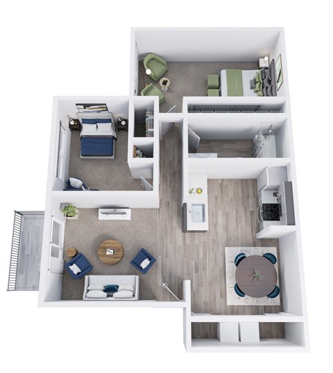 Floor plan for 2 beds, 1 bath, 850 sqft